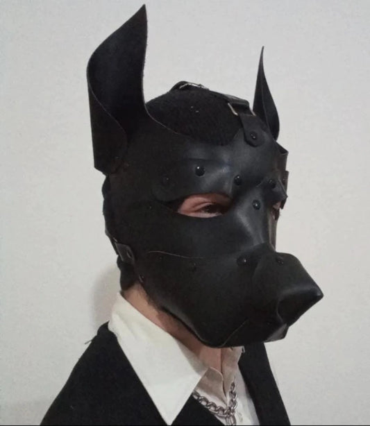 MASCARA DE PERRO EN ECO CUERO